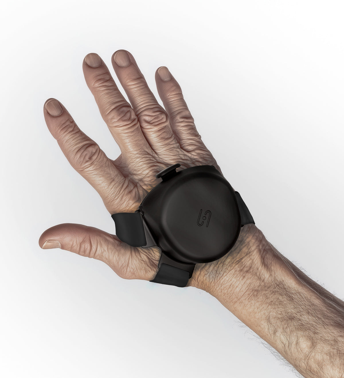 Steadi-3 wearable tremor-stabilizing glove on a wrist, assisting with Parkinson's tremors.
